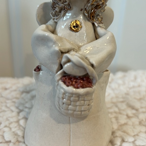 Handmade Ceramic Angel Bell - beautiful detail!  Interior bell is very subtle. - Picture 3 of 6
